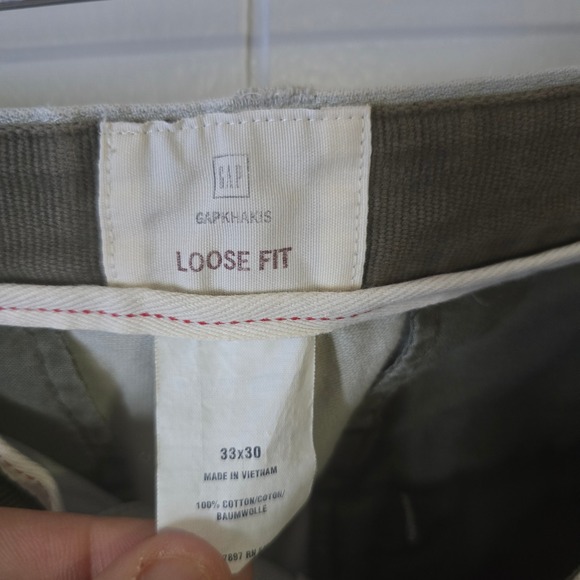 GAP Khakis Mens 33x30 Loose Fit Pants Tan Beige 100% Cotton Chino Flat Front - Picture 6 of 7
